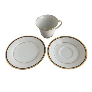Noritake Elysee Lot of 3 Pieces Tea Cup, Saucer And Bread Plate Gold Rim